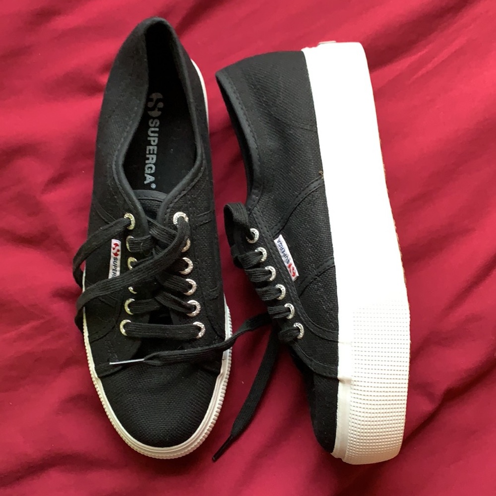 NEW Superga black canvas tennis sneakers